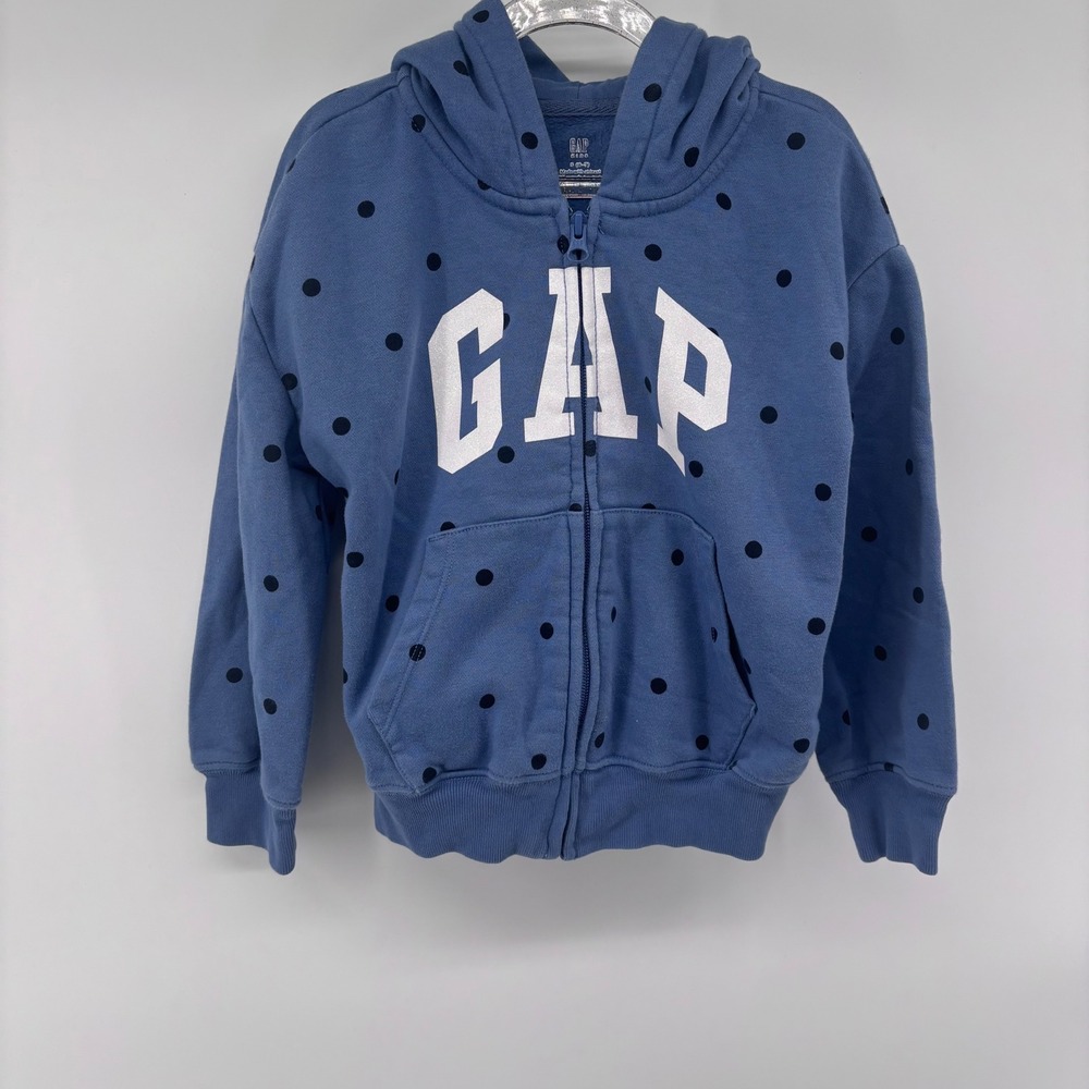GAP Kids Blue Polka Dot Full Zip Hoodie Sweatshirt Girl's‎ 6-7